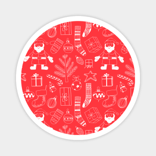 Doodle Christmas pattern red Magnet